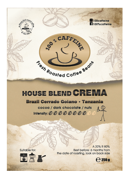 100%CAFFEINE HOUSE BLEND CREMA