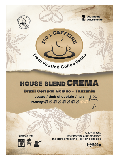 100%CAFFEINE HOUSE BLEND CREMA